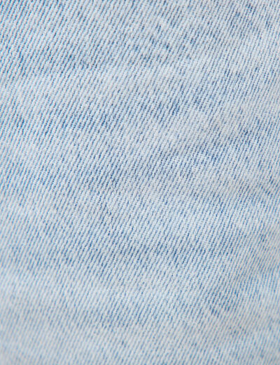 Bermuda large taille haute en coton denim bleach femme