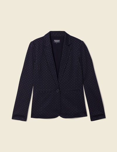 Veste blazer droite bleu foncé femme