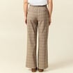 Pantalon large taille haute fluide beige fonce femme