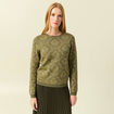 Pull manches longues col rond vert kaki femme