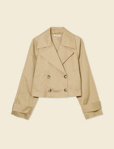 Trench court fluide beige femme