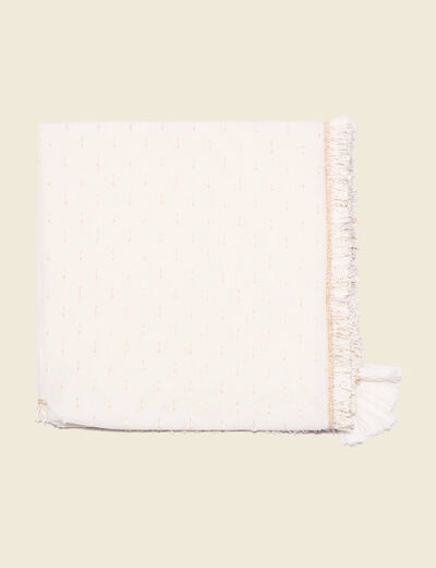 Foulard franges et pampilles ecru femme