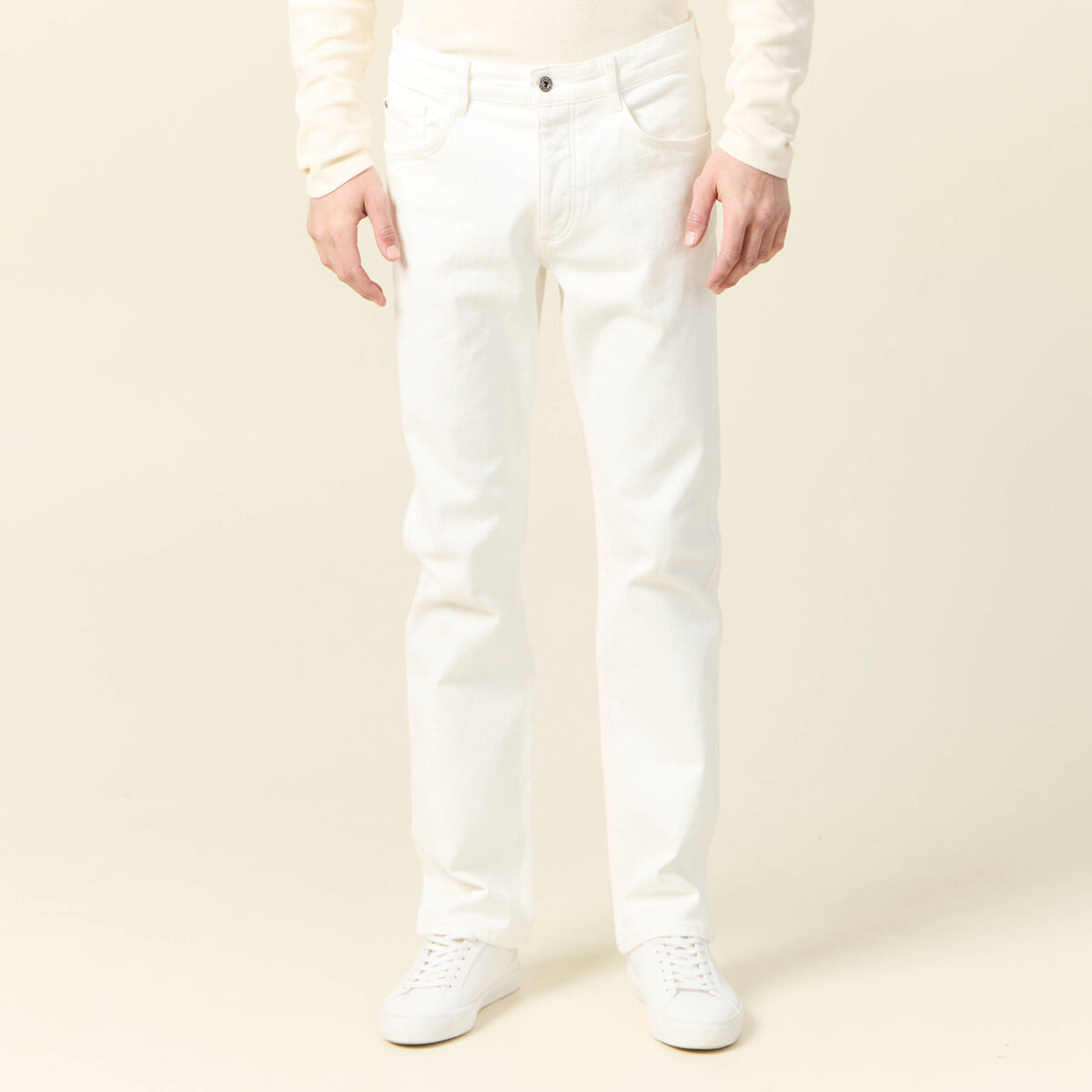Jeans regular 5 poches denim blanc homme