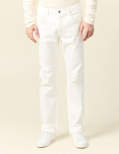 Jeans regular 5 poches denim blanc homme