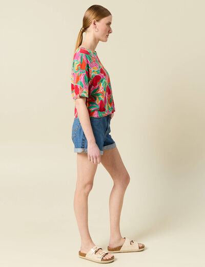 T-shirt manches courtes multicolore femme