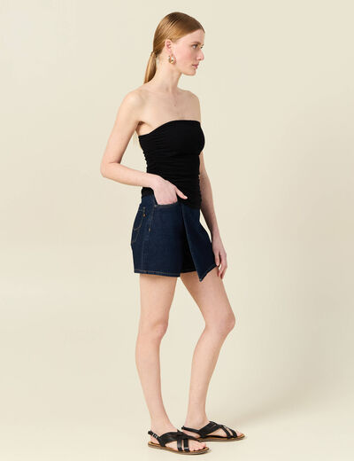 Bustier cropped côtelé noir femme