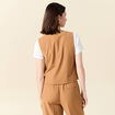 Gilet ajust&eacute; sans manches doubl&eacute; beige femme