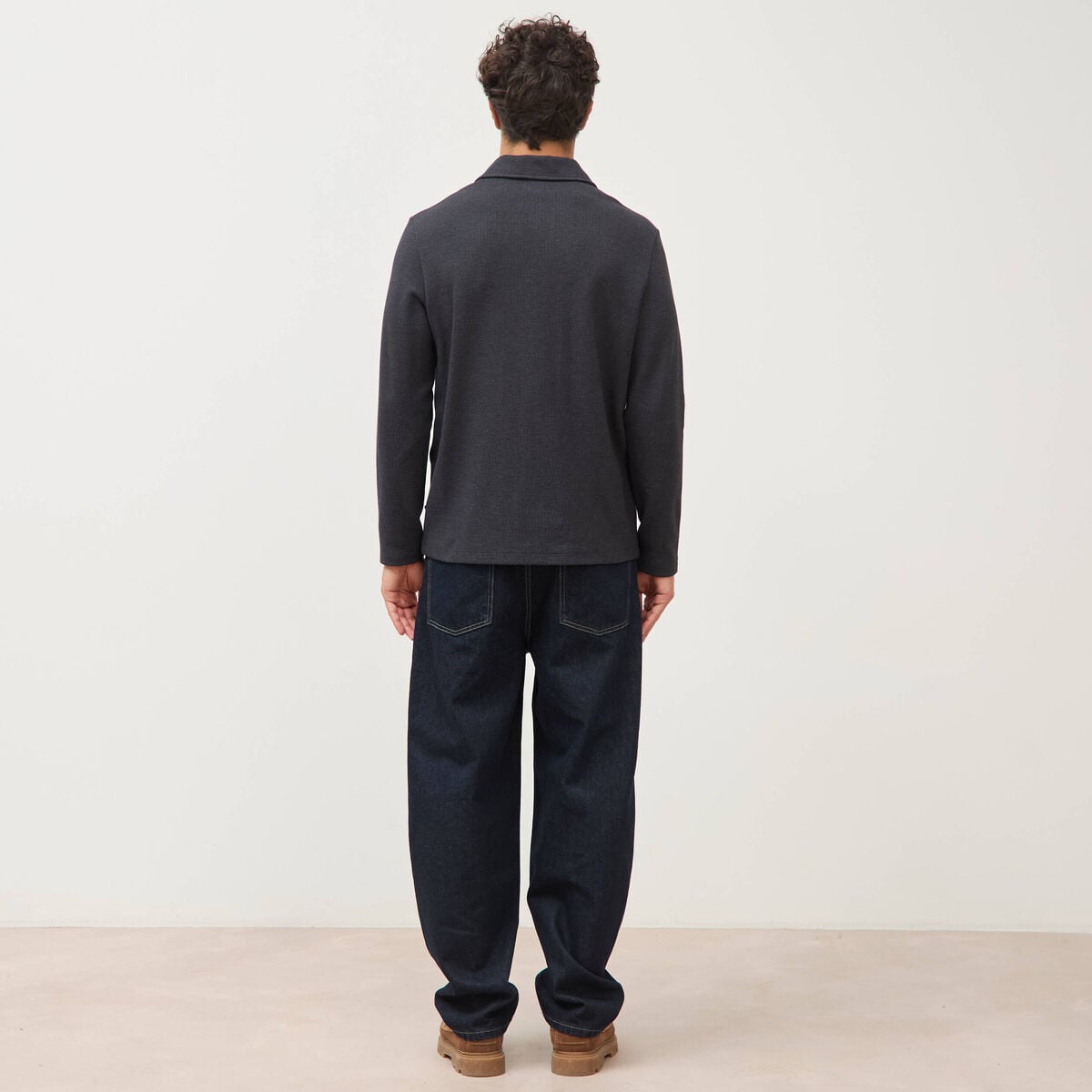 Polo manches longues noir homme