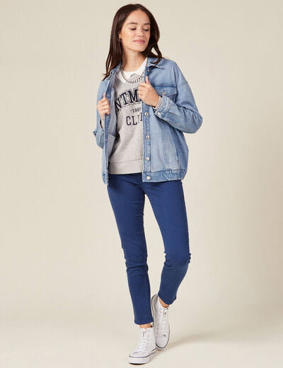 Pantalon slim 7/8ème bleu marine femme