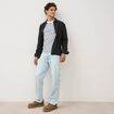 Marini&egrave;re manches longues col rond bleu marine homme