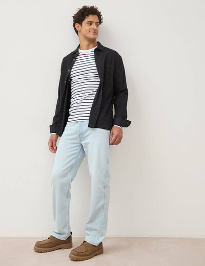 Marini&egrave;re manches longues col rond bleu marine homme