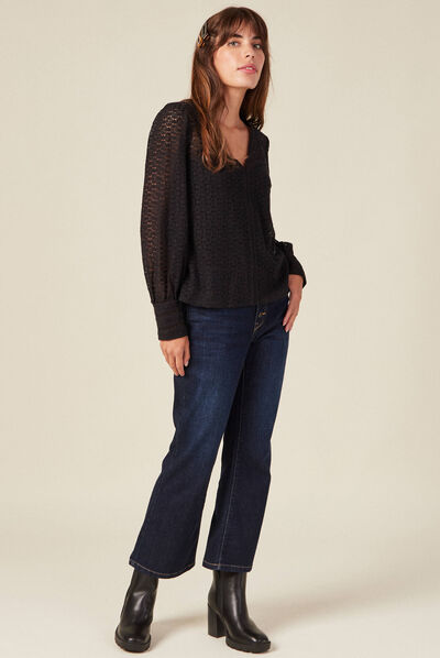 Blouse manches longues noir femme