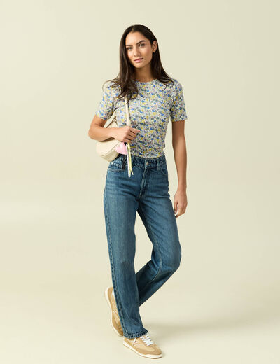 T-shirt manches courtes bleu femme