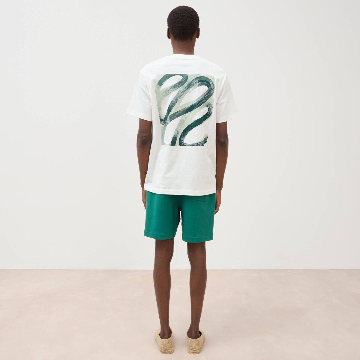 T-shirt ample en coton manches courtes ecru homme