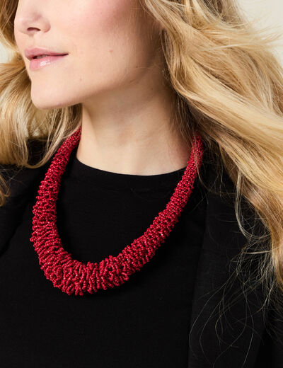 Collier avec perles rouge femme