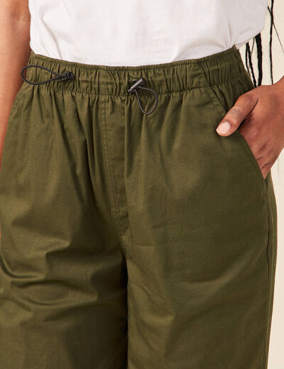 Pantalon battle bas élastiqué vert kaki femme