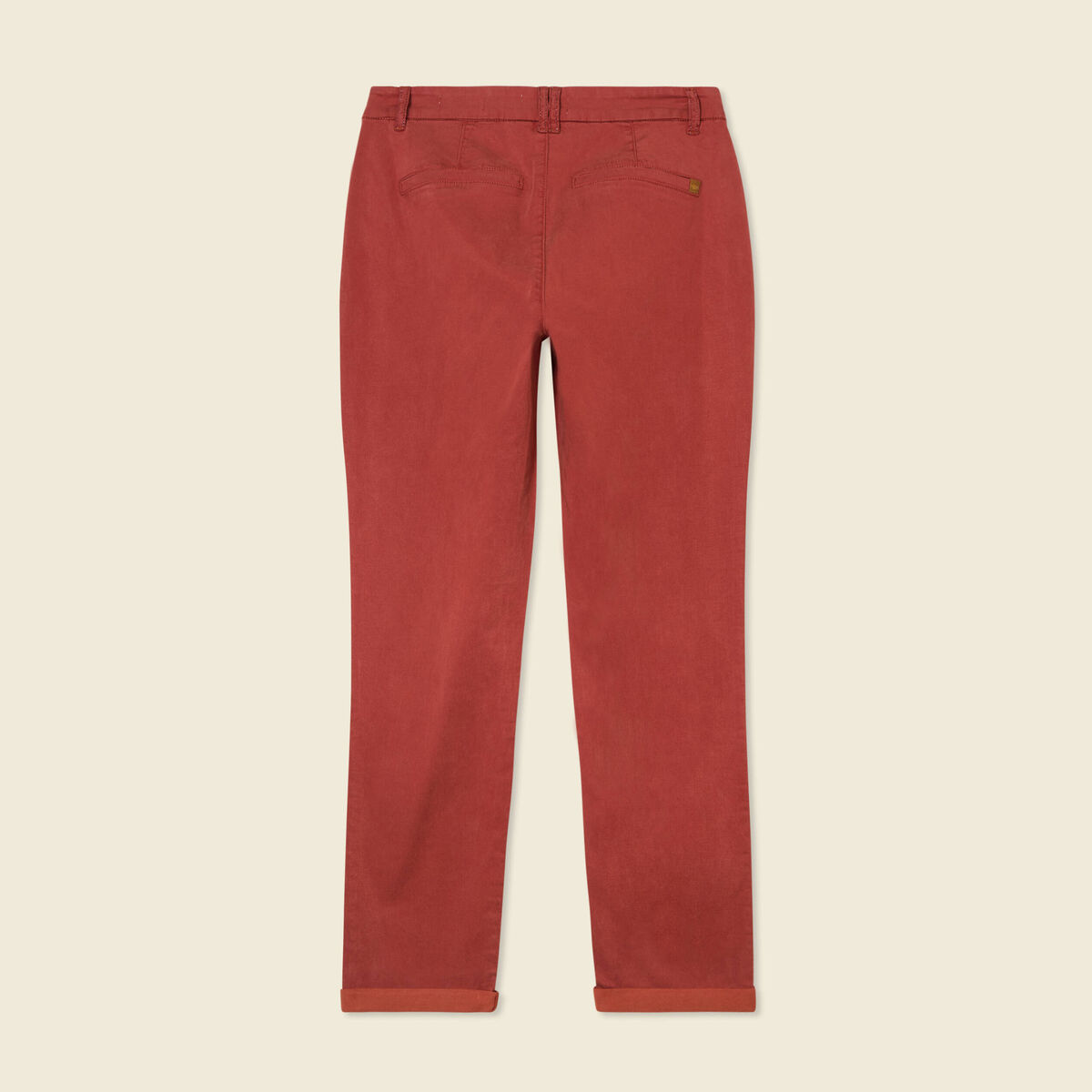Pantalon chino cigarette rouge foncé femme