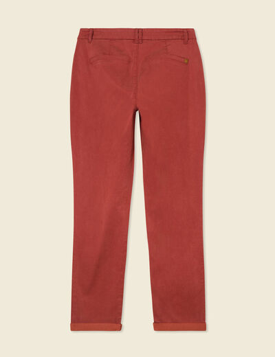 Pantalon chino cigarette rouge foncé femme