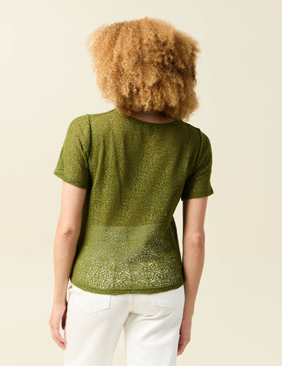 T-shirt manches courtes vert olive femme