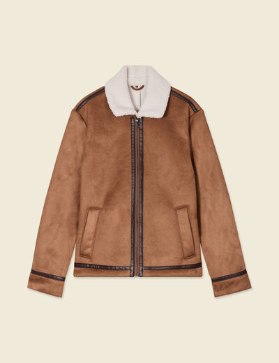 Blouson suédine col aviateur marron homme
