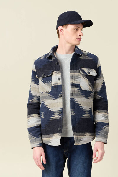 Veste surchemise droite bleu marine homme