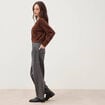 Gilet droit manches longues col rond marron femme
