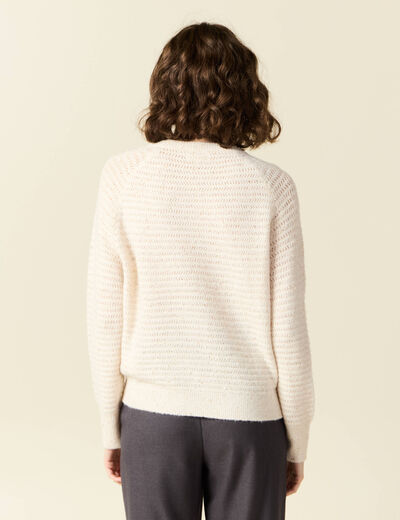 Pull manches longues sequins ecru femme