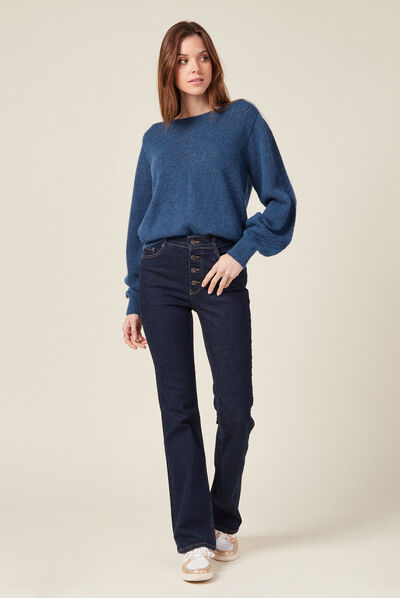 Pull manches longues bleu canard femme