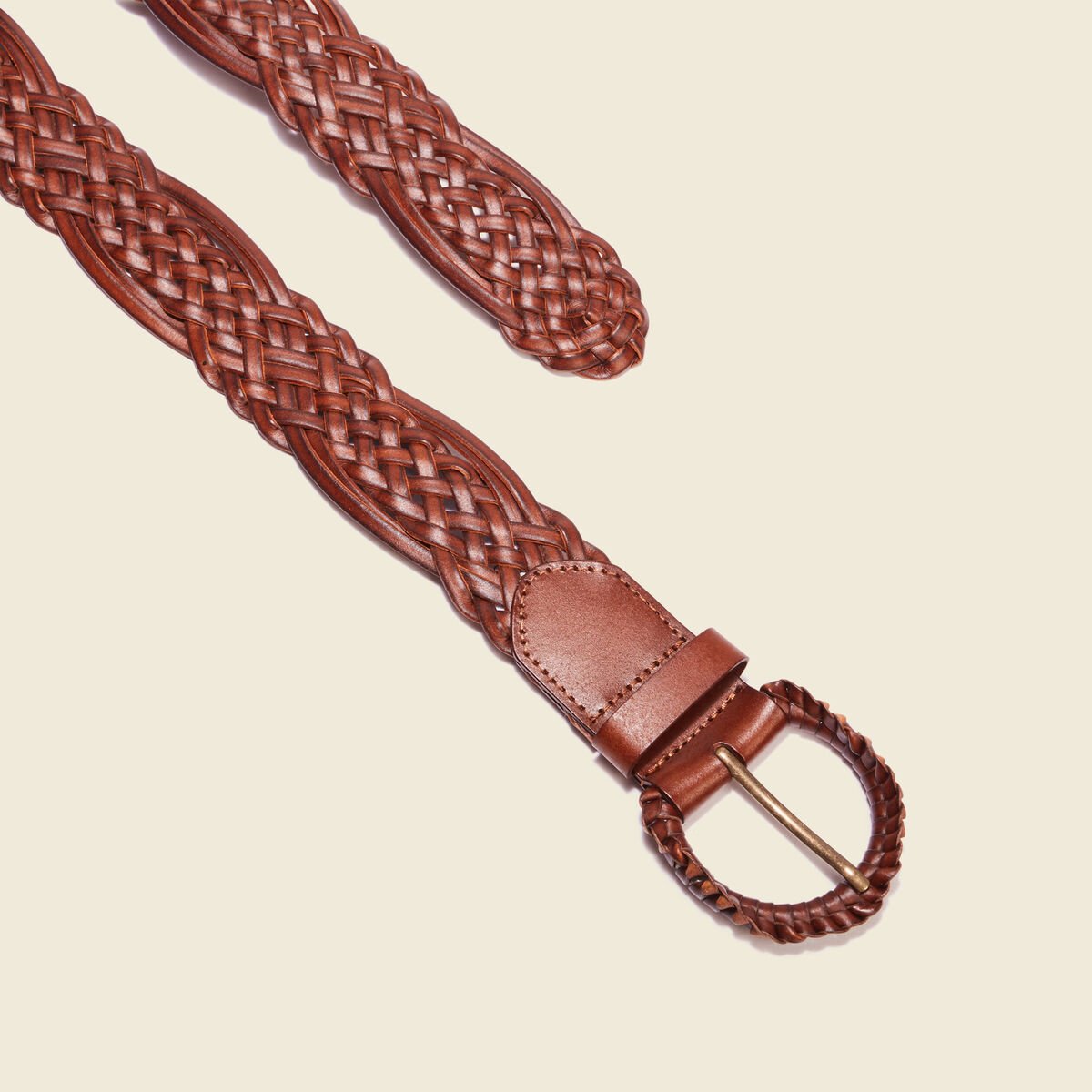 Ceinture tressée marron femme