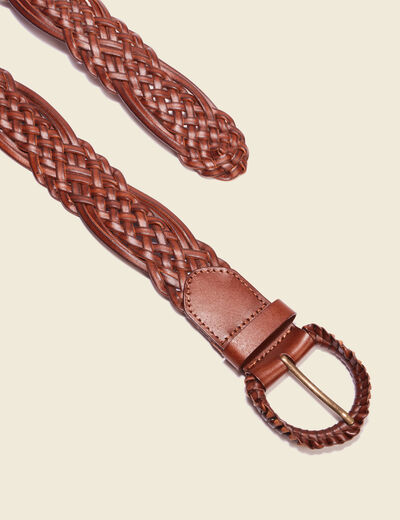 Ceinture tressée marron femme