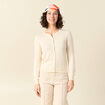 Gilet manches longues col rond creme femme