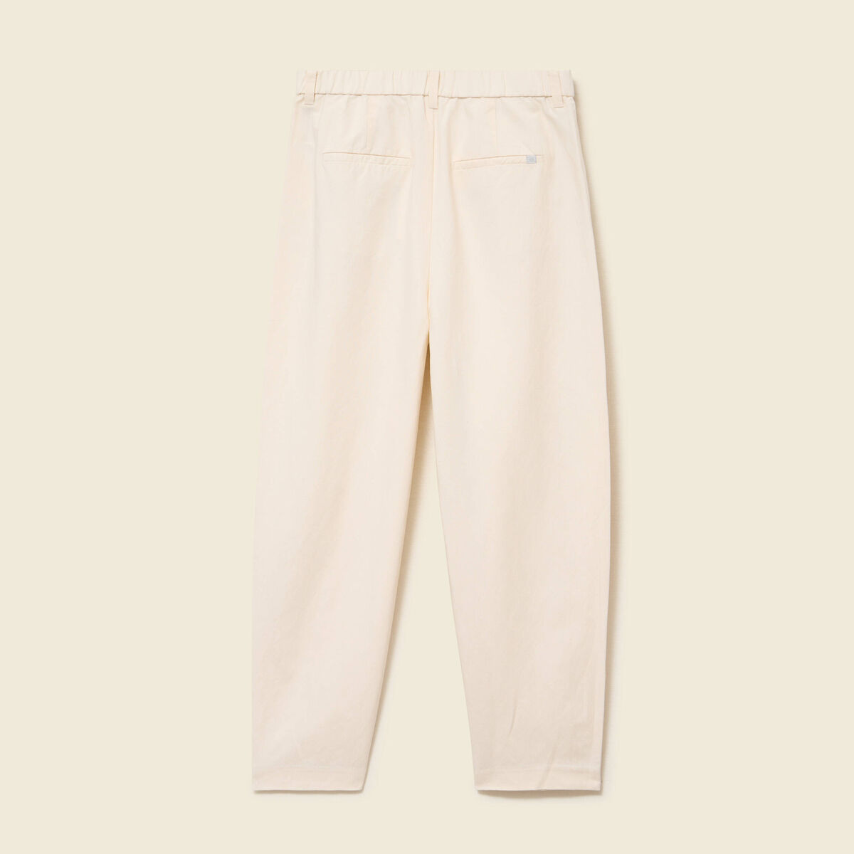 Pantalon barrel coupe loose taille haute ecru femme