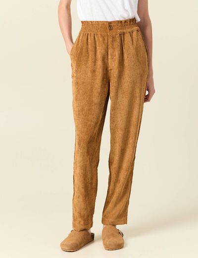Tregging velours 7/8ème beige femme