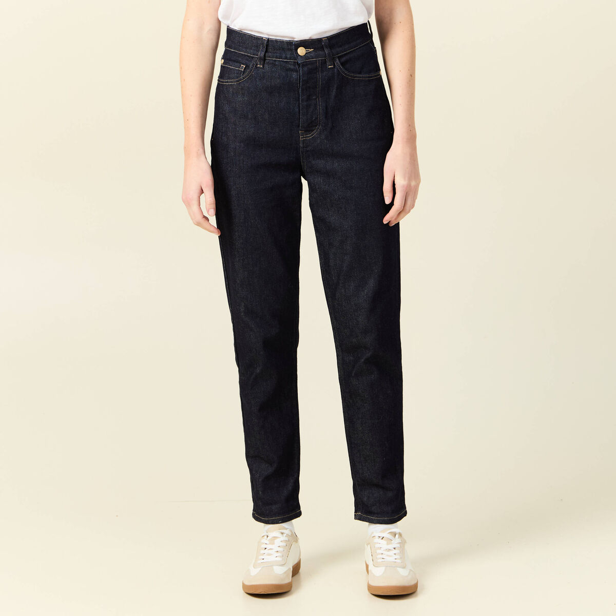 Jeans mom fabriqu&eacute; en France denim brut femme