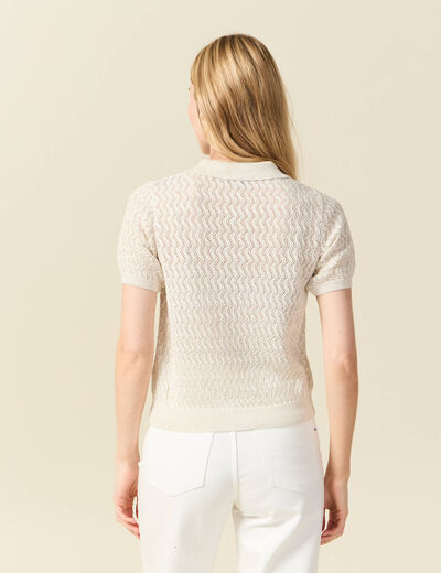 Pull manches courtes creme femme