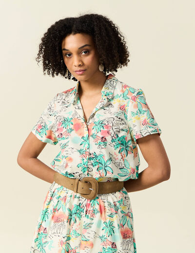 Chemise manches courtes blanc femme