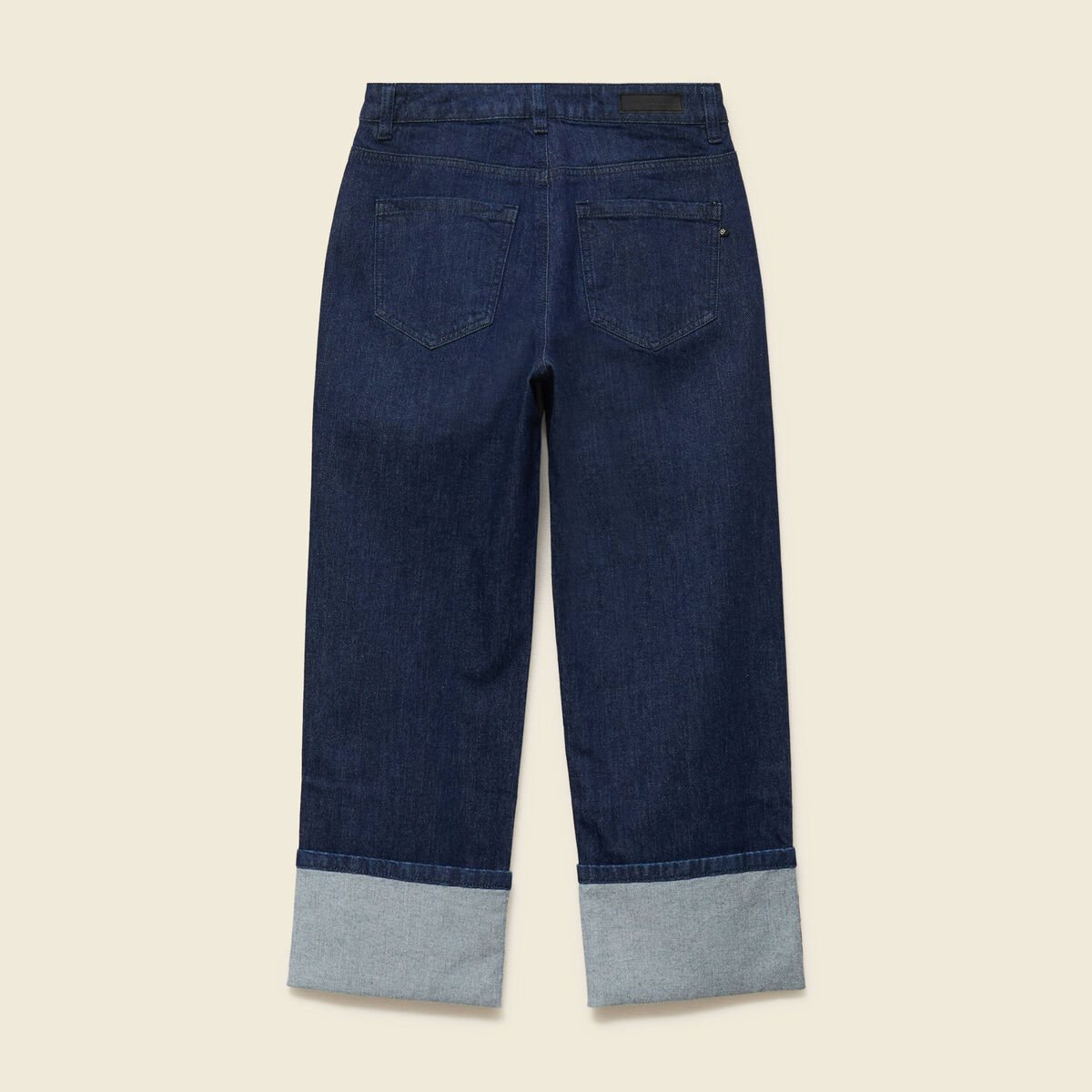 Jeans large taille haute 3/4 denim brut rinse femme