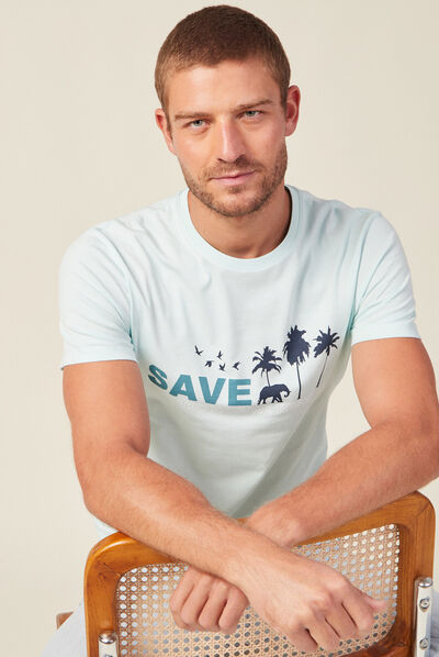 T-shirt manches courtes bleu clair homme