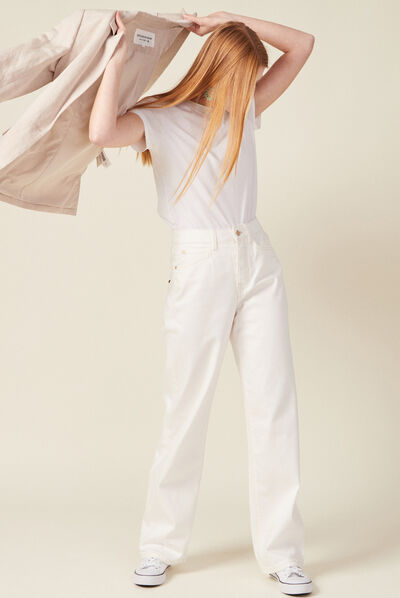 Jeans éco-responsable denim blanc femme