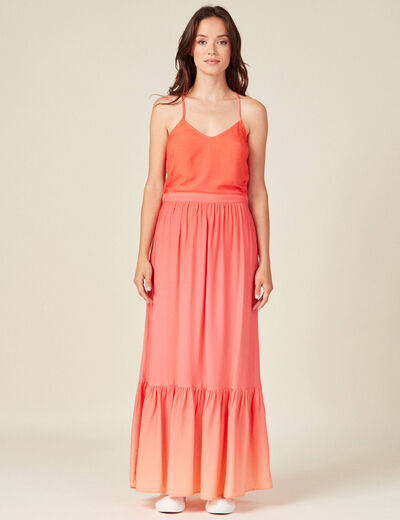 Robe longue droite à bretelles orange foncé femme