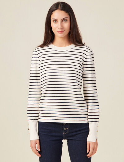 Pull manches longues ecru femme