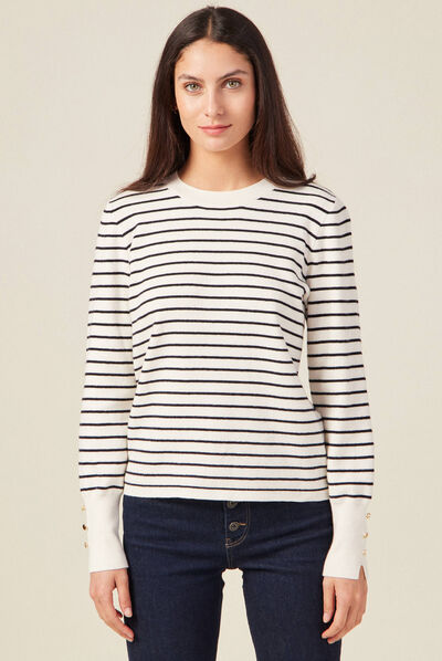 Pull manches longues ecru femme