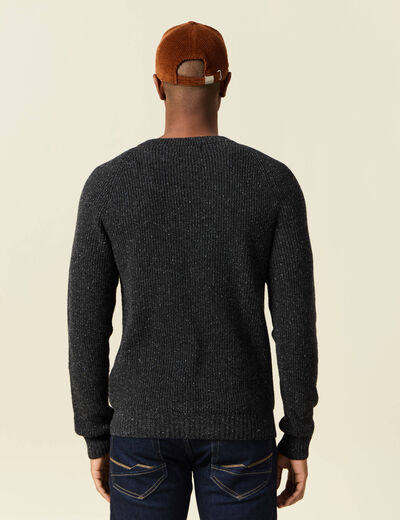Pull manches longues fabriqué en France gris foncé homme