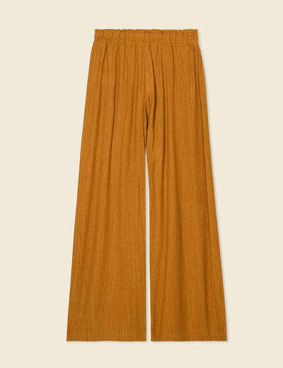 Pantalon large camel femme