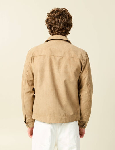 Blouson droit court col classique marron homme