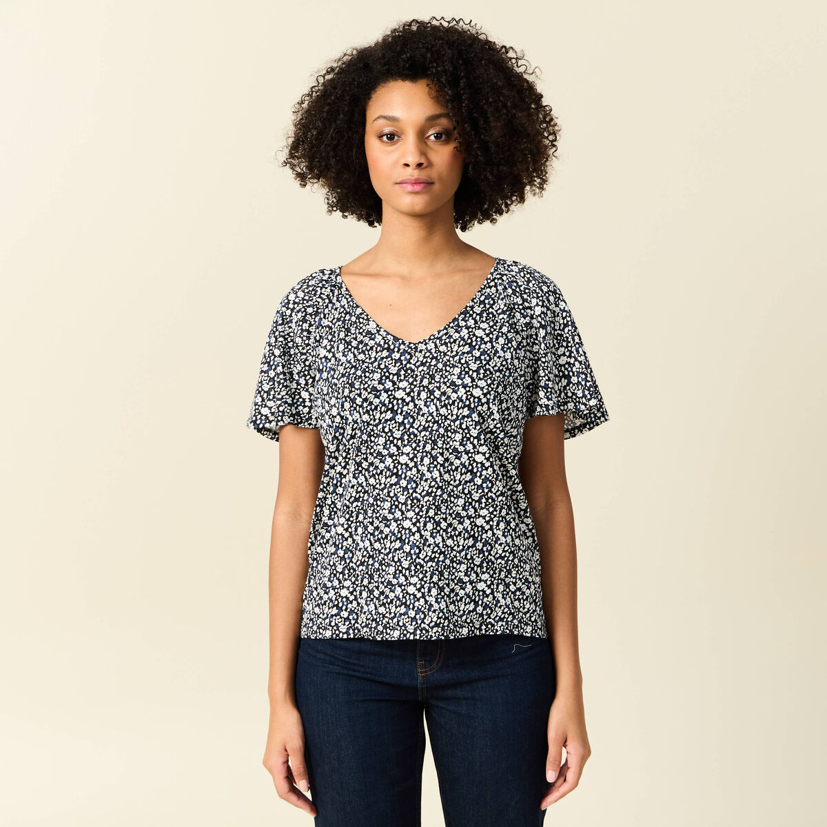 T-shirt manches courtes bleu femme