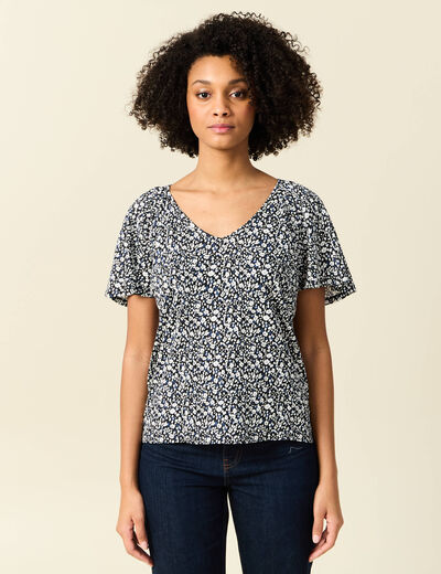 T-shirt manches courtes bleu femme