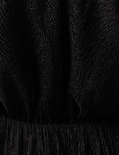Robe manches longues en voile doubl&eacute;e noir femme