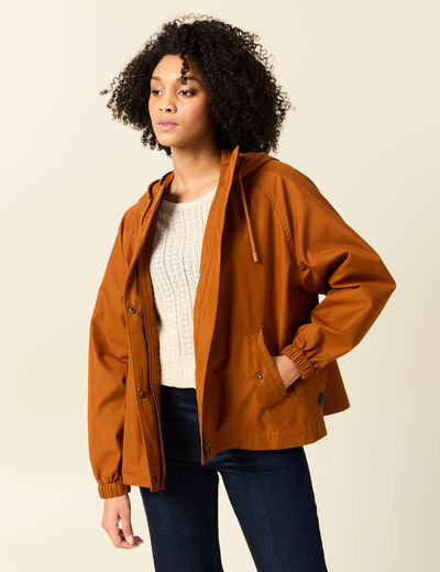 Parka oversize à capuche camel femme
