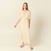 Robe longue empire col en V creme femme